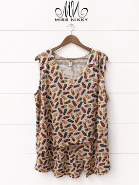 MISS NIKKY Multicolor Flip-Flop Print Tunic XXL